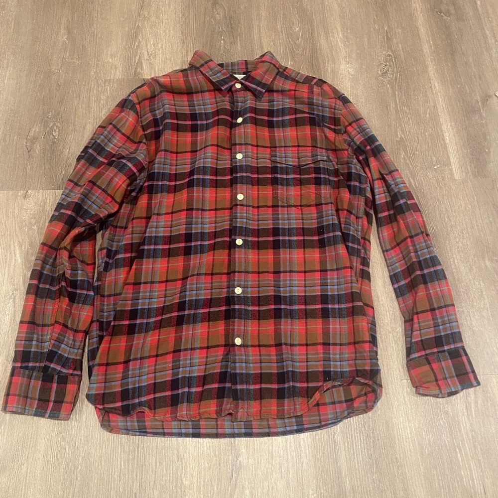 Lucky Brand Red and Black Plaid Button Down Shirt